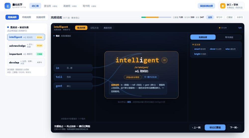 词汇网学习界面